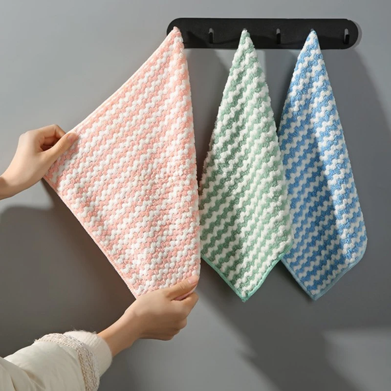 

5pcs kitchen dishwashing cloth superfine fiber water absorbent cleaning cloth for lazy people