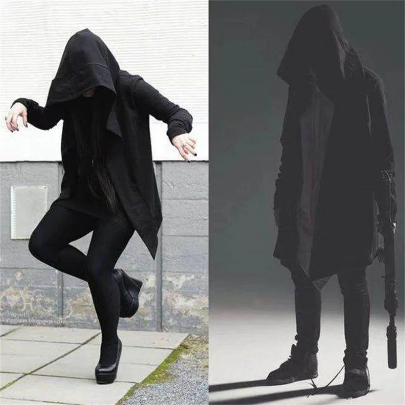 

Mens Mid-length Men's Sweatshirt Dark Matching Wizard Hoodie Hip-hop Coat Cape Hooded Jacket Long Cardigan M~2XL 2023