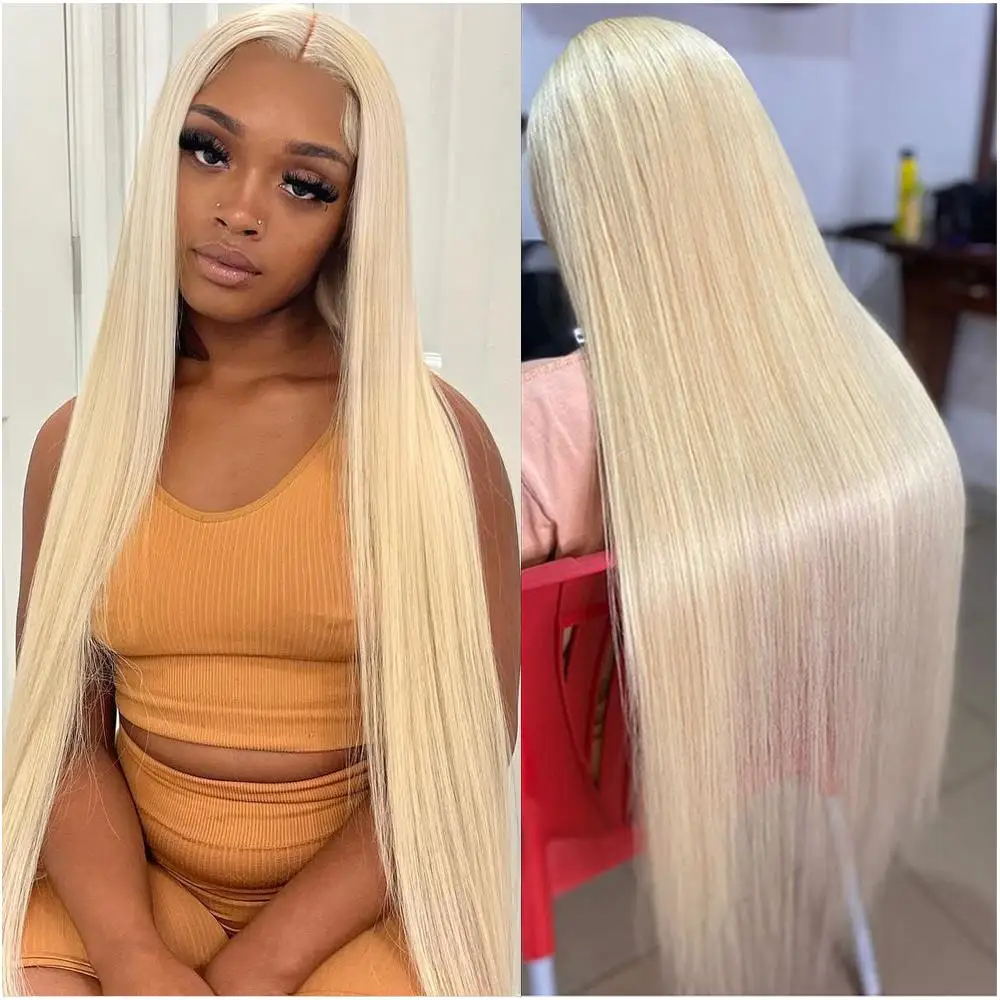 

30 36 Inch Honey Blonde Lace Front Wig Straight High Density Human Hair HD Transparent Long 613 Frontal Good Quality Economic