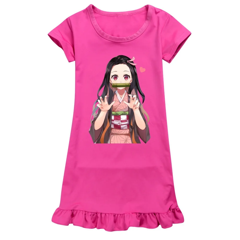 Girls Dress Girls Demon Slayer Girl Cartoon Pajamas Children's Home Clothes Baby Clothing Summer New Dresses images - 6