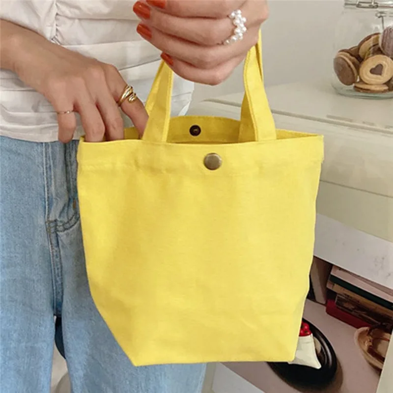 

New Retro Women's Shoulder Bag Simple Solid Color Small Fresh Canvas Bag Literary Women's Buckle Tote Bag Large Capacity Handbag