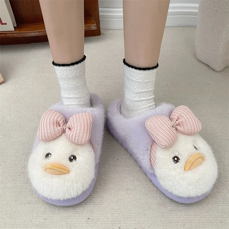 

Winter Women's Cotton Slippers New Butterfly Thick Sole Cotton Shoes Soft Sole Indoor Anti Slip Home Slippers Couple Slippers