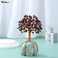 sunligoo healing garnet crystals money tree copper wire tree of life wrapped w amazonite base feng shui lucky trees home decor