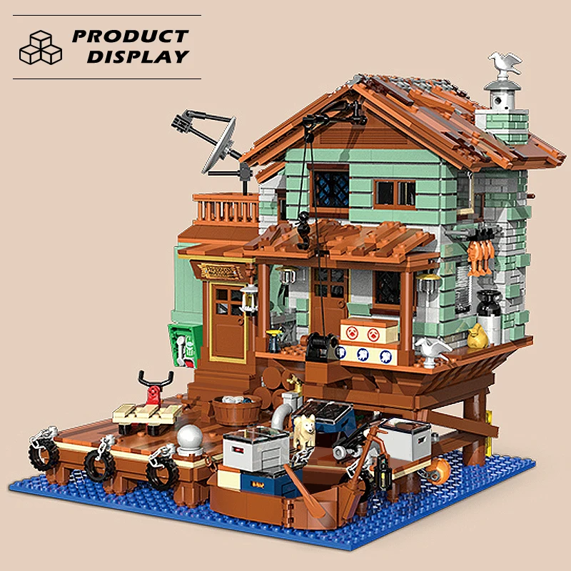 Модель Машины Mini-kirpichnaya Рыболовная Деревня Строительные Блоки Вид На Город Улицу