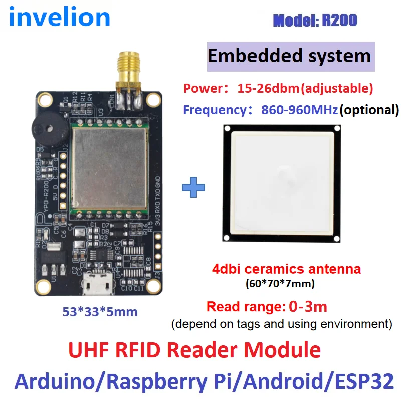 

UHFRFID R200 RFID модуль для ESP32 Raspberry Pi