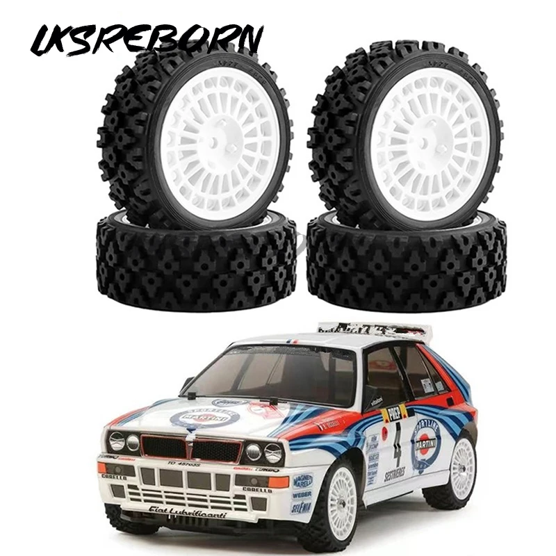 

4*Universal Wheel Tires Kit For Tamiya TT01/TT02/XV-01/XV02/HPI 1/10 RC Flat Running Rally Car DIY Repair Accessories Replace