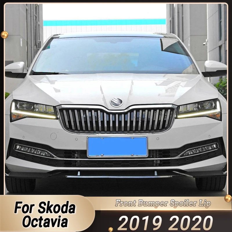 

For Skoda Octavia 2019 2020 3Pcs Car Front Bumper Splitter Lip Spoiler Body Kit Diffuser Gloss Black Car Styling Trim Tuning