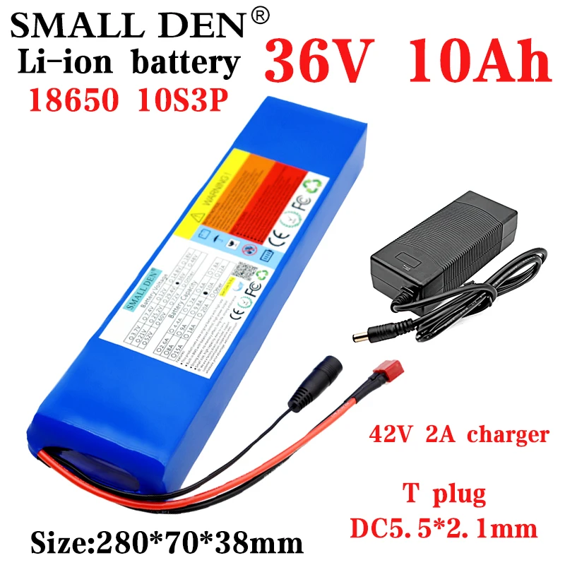 

36V 10Ah 18650 10S3P Li-ion Battery 42V 500W High Power High Capacity Electric Bike Motorcycle Battery Pack with 42V 2A Charger