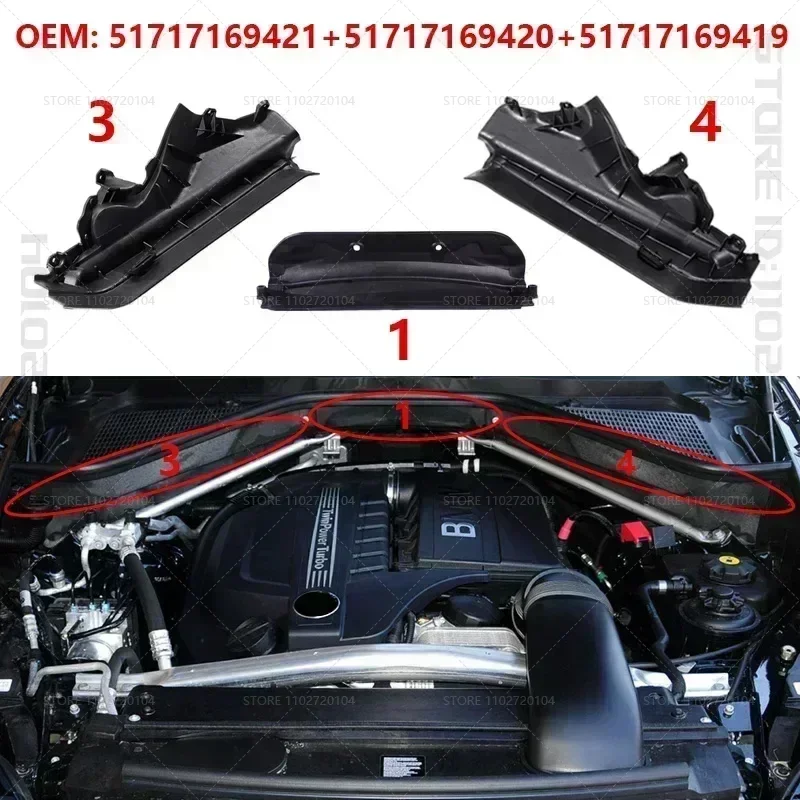 

Для BMW X5 X6 (E70 E71) LCI Hyb 2007-2014 гг. Панель перегородки верхнего двигателя автомобиля 51717169419 51717169420 51717169421