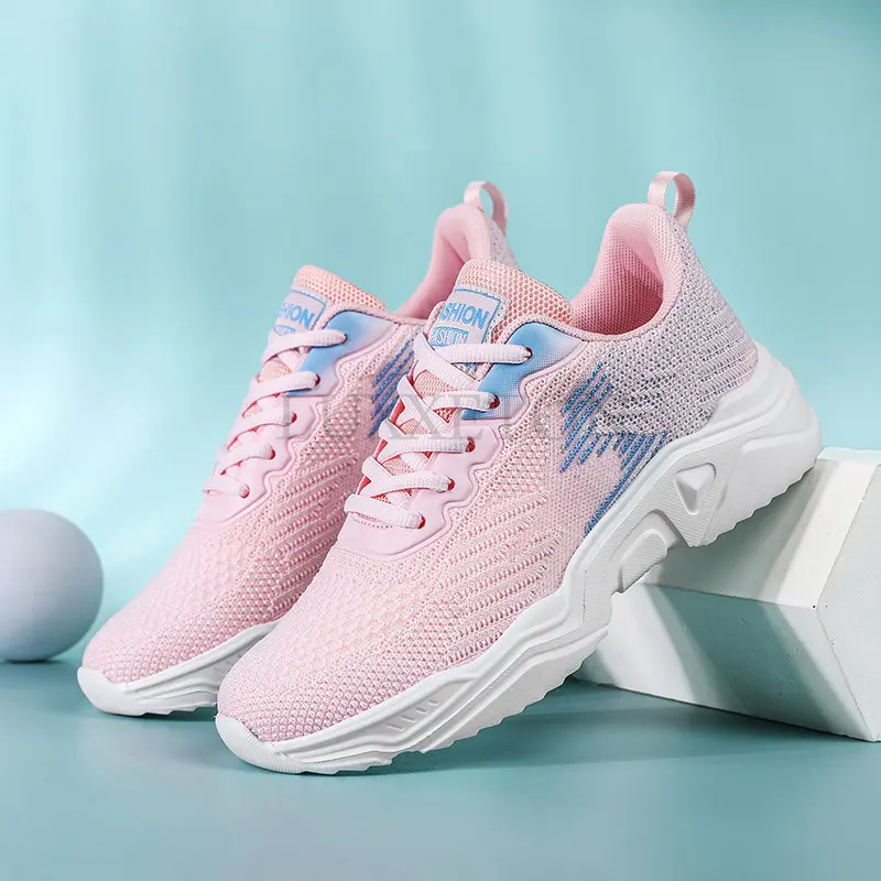 Ladies Sneakers Women's Mesh Flats Shoes Woman Lace Up Breathable Casual Female Shoe Comfort Candy Color Solid Ladies Plus Size