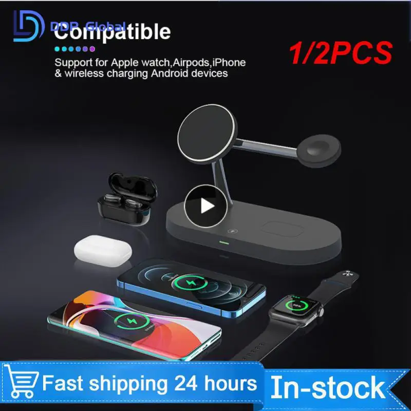 

1/2 шт. в 1 Магнитная Беспроводная зарядная подставка для 14 13 12 Max Watch 8 7 Индукционная USB быстрая зарядка