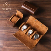 3 slots watch roll travel case portable vintage pu leather watch display case watch storage box watch organizers of men gift