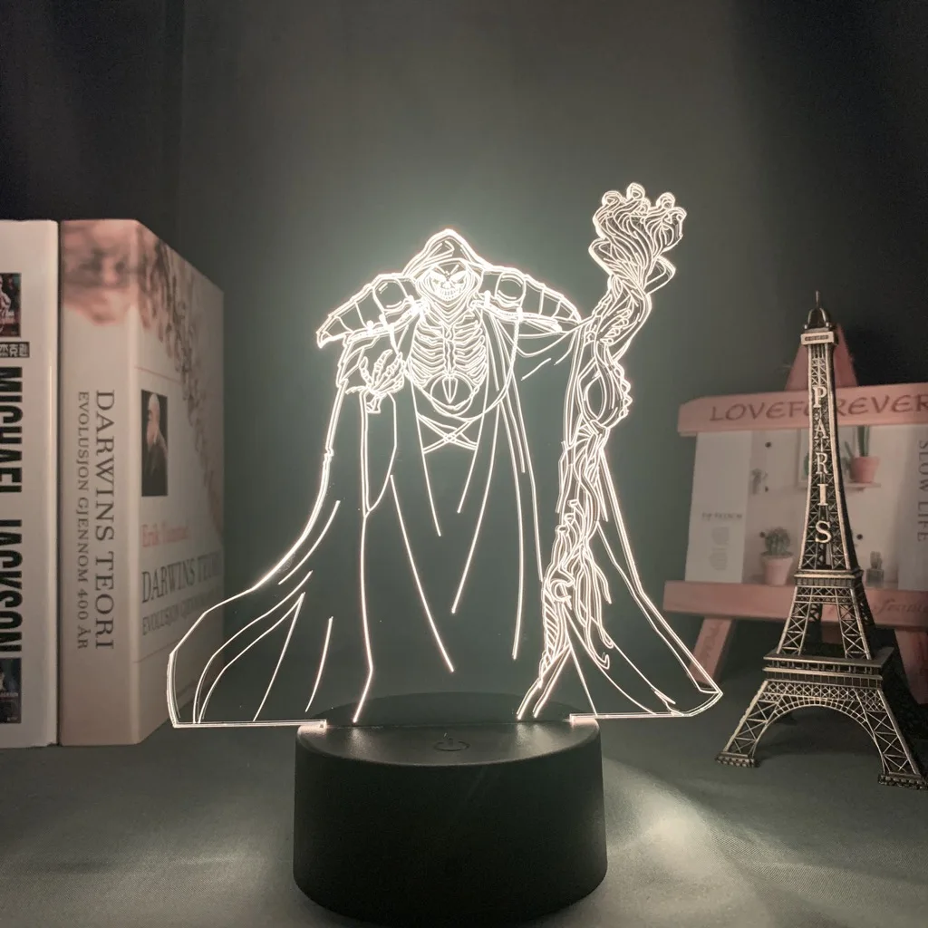 

Overlord Ainz Ooal Gown Anime Led Light for Bedroom Decor Nightlight Kids Birthday Gift Manga Night Light Room Table Lamp 3d