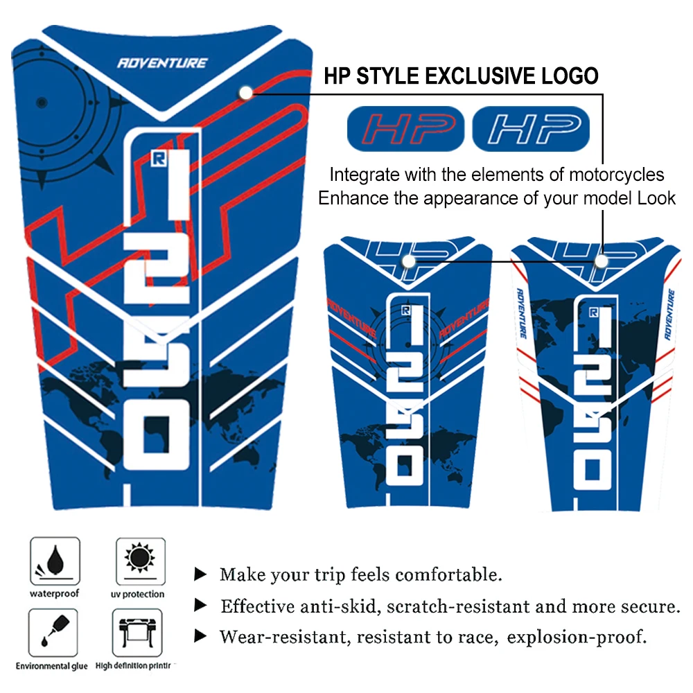 Наклейки на бак для BMW R 1250 GS R1250GS Adv Adventure HP Triple Black 2018-2021 мотоциклетный 3D топливный