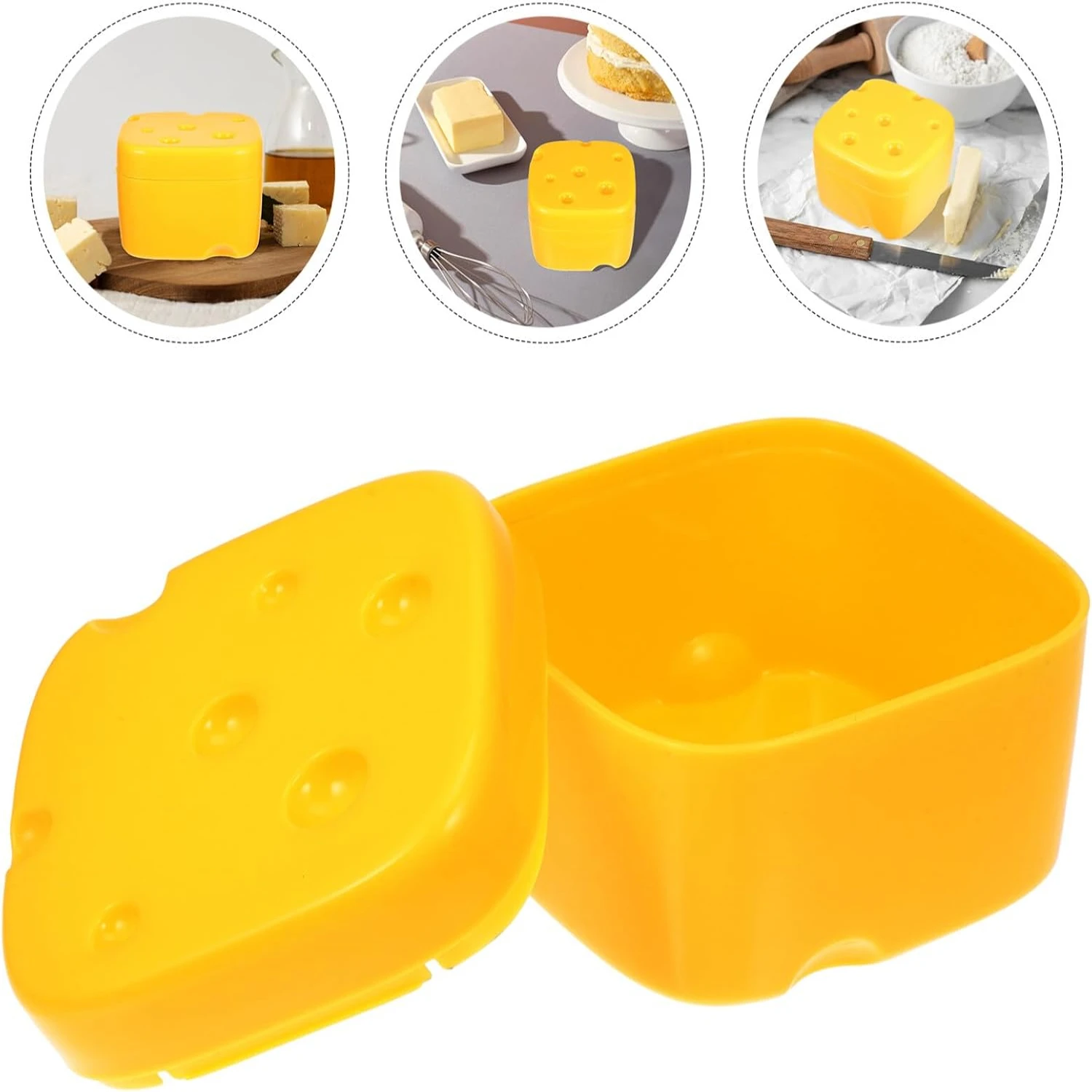 Cheese Container Slice Holder Saver with Lid Airtight Fresh Fridge Lunch Box 350ml