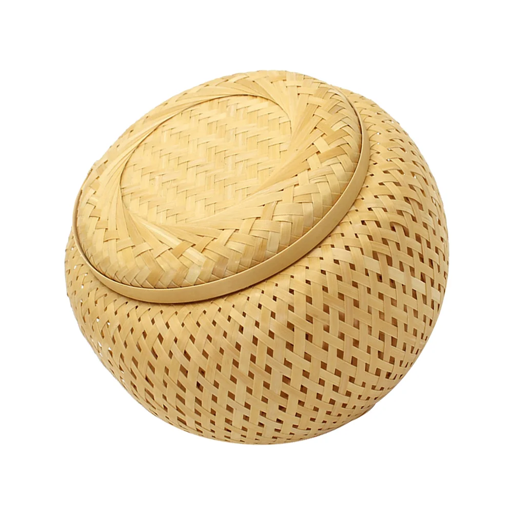 

Basket Rattan Storage Woven Tea Baskets Fruit Container Tray Wicker Handles Hand Bin Desktop Sundries Leaves Holder House Snacks