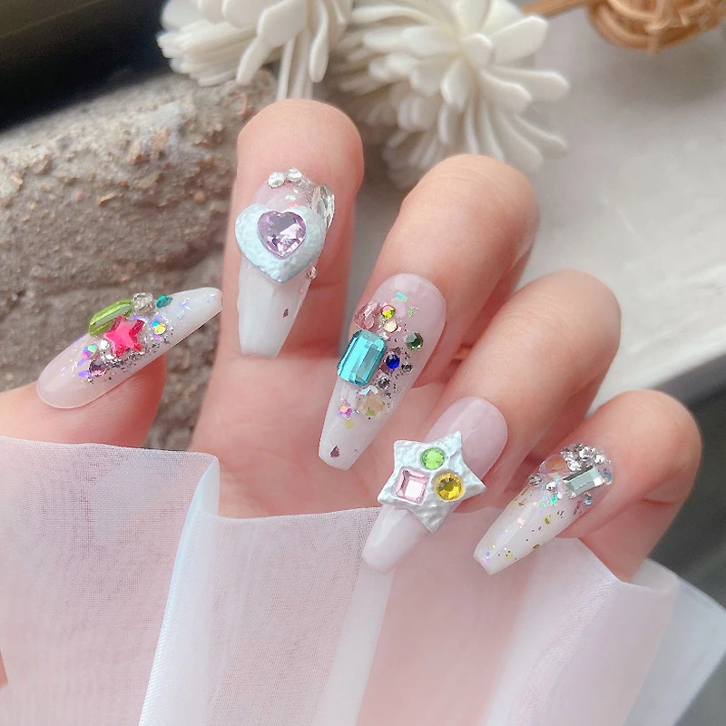 

5Pcs Mix Pearly Heart Star Starlight Shape Metallic Nail Art Rhinestones Decorations Gem DIY Salon Wheel