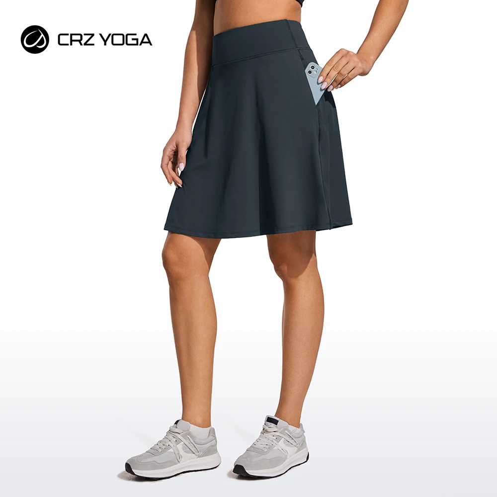 

CRZ YOGA Golf Skirts for Women 20'' Knee Length Tennis Skirt UPF 50+ High Waist Workout Athletic Skirts with Pockets