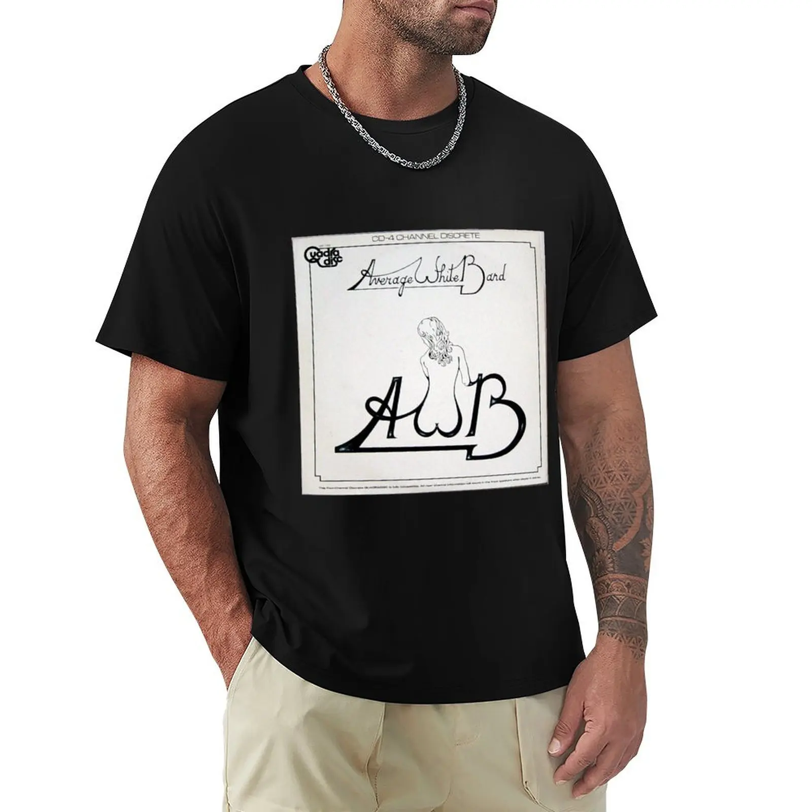 Мужская хлопковая футболка AWB белая средней длины с графическим принтом Funk Soul 70-х