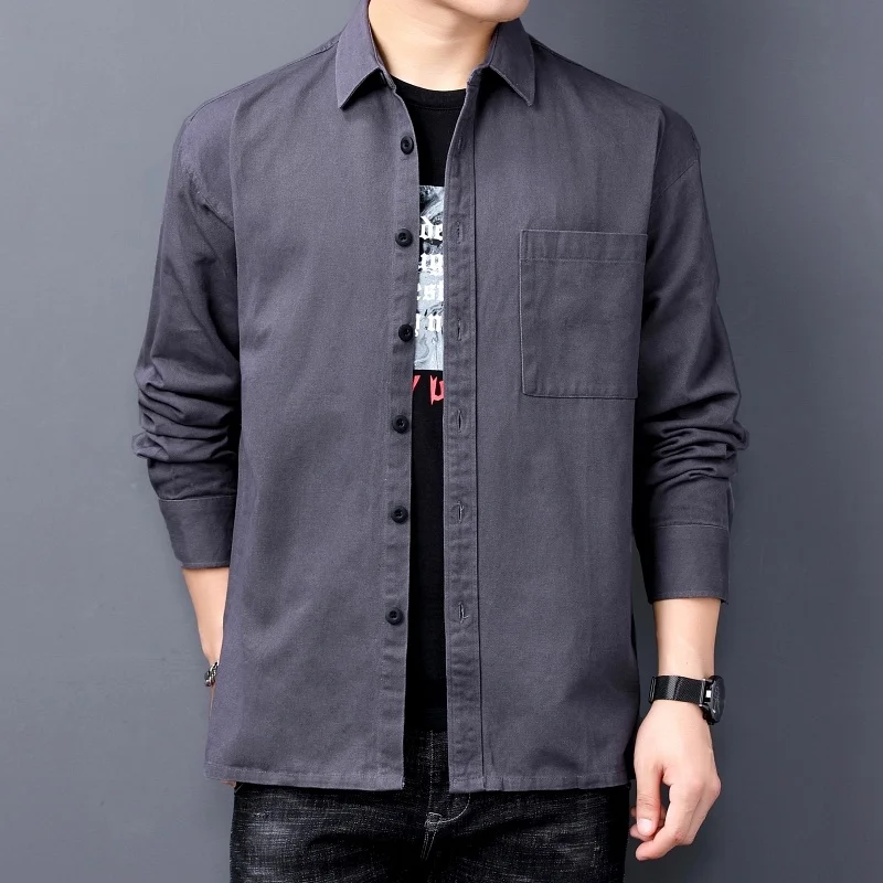 

Slim New 100% Quality Cotton Fashion Top Brand Fit Street Denim Shirt For Men Long Sleeve Japanese Classic Casual Men's Clothing