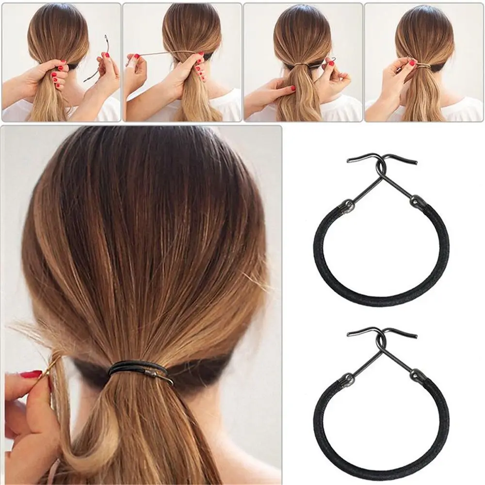 

5pcs Ponytail Rubber Elastic Hook Hair Bands for Women Gum Hooks Accessories Ties Styling Tools Holder Bungee Bands Headwear