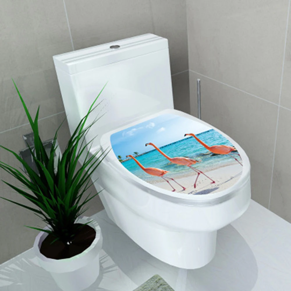 1PC Sticker WC Pedestal Pan Cover Toilet Stool Commode Home Decor Bathroom 3D Printed Flower View 32*39cm | Дом и сад