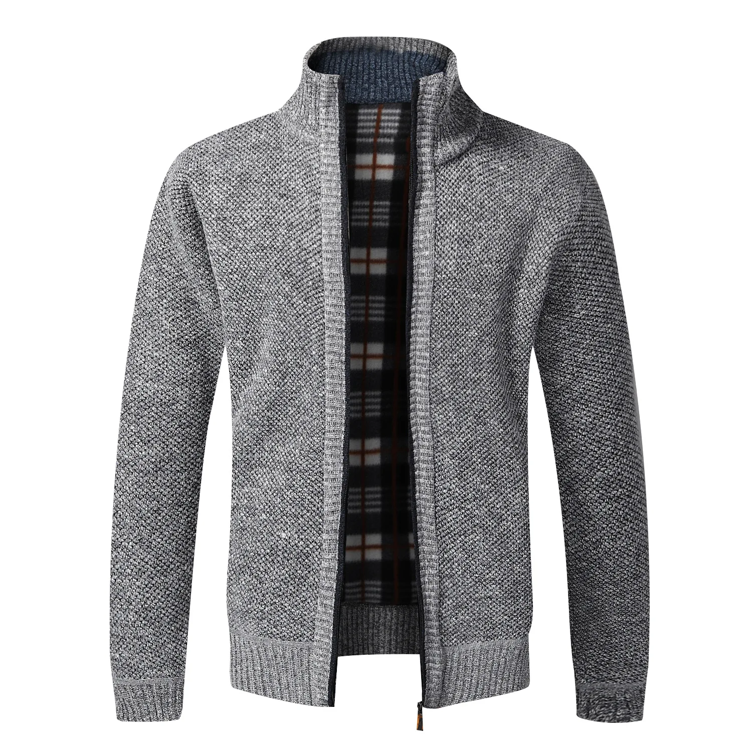 

Top Quality Autumn Winter New Men's Jacket Slim Fit Stand Collar Zipper Jacket Men Solid Cotton Thick Warm Sweater