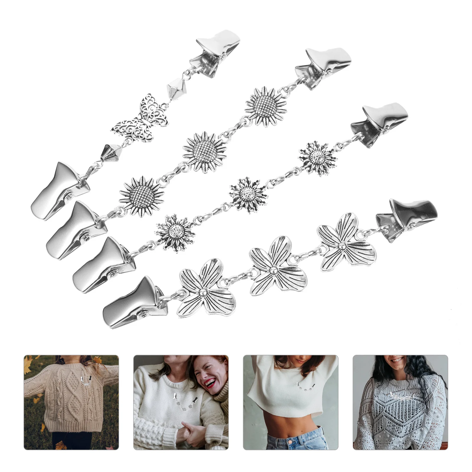 

4Pcs Women Dress Clips Back Cinches Sweater Clips Dress Cinch Clip Decorative Sweater Clip