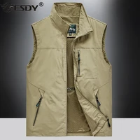 mens outdoor vests 2022 spring multi pockets hiking work photography vest man fish vest waterproof breathable waistcoat size 6xl
