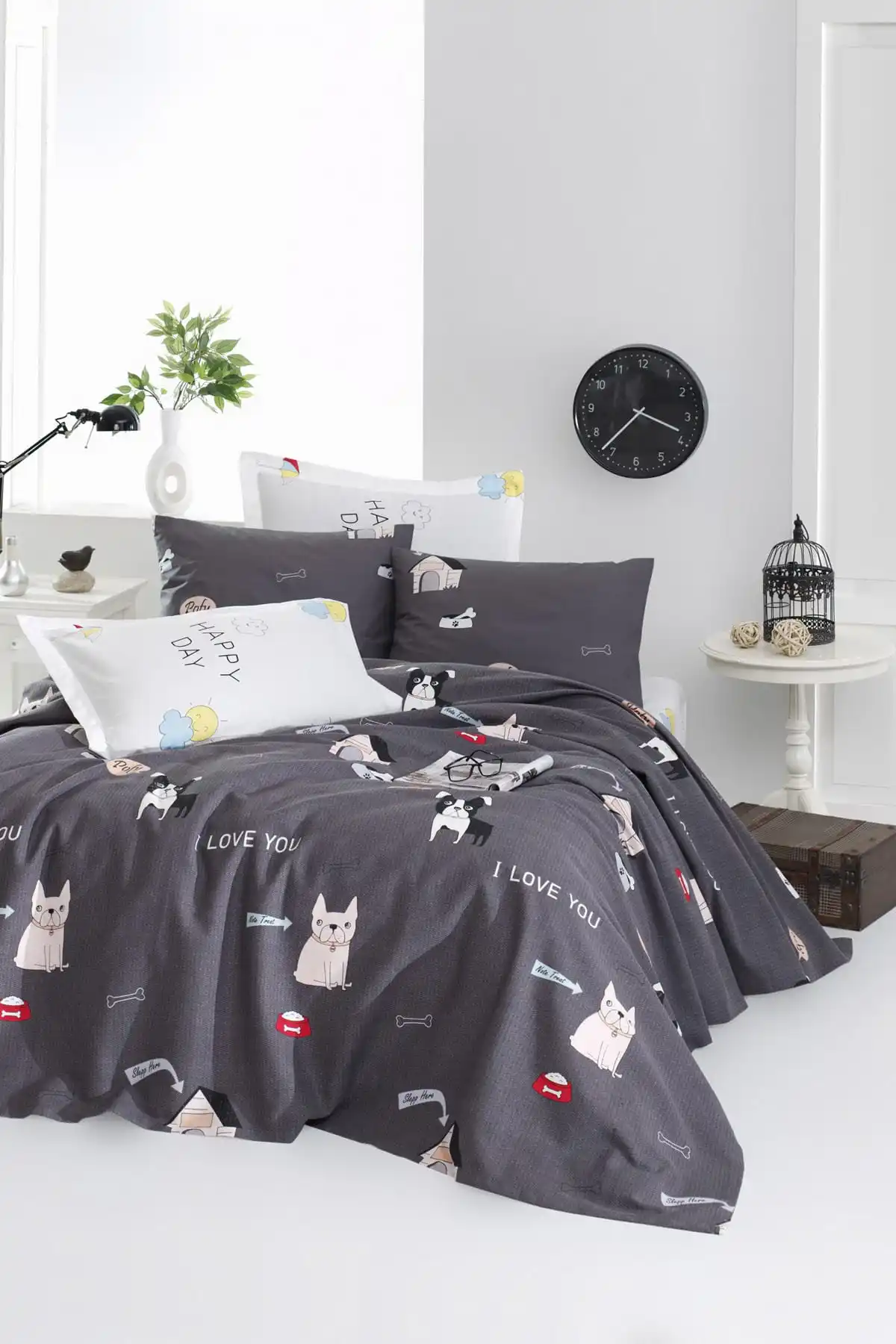 

2021 PIQUE Set Turkish Cotton With Pillowcase Bedspread Sets Bed Linen Sheet Modern For Summer Full Size Duvet Cover Cute Dogs