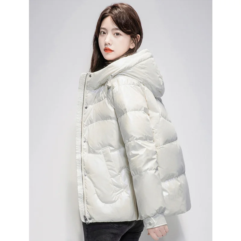 

Women White Down Jacket Hooded Korean Fashion Duck Down Waterproof Thickening Warm Feather Female Puffer Winter New Outwear Tops