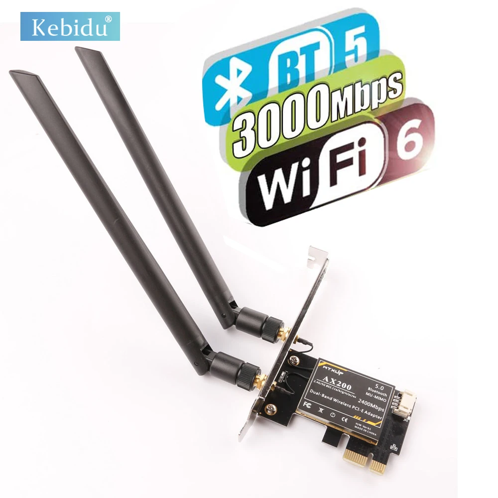 

3000Mbps WiFi 6 PCI Express Bluetooth 5.1 Adapter Dual Band 2.4G 5GHz 802.11AC Intel AX200 Wireless Network Cards Wifi adapter