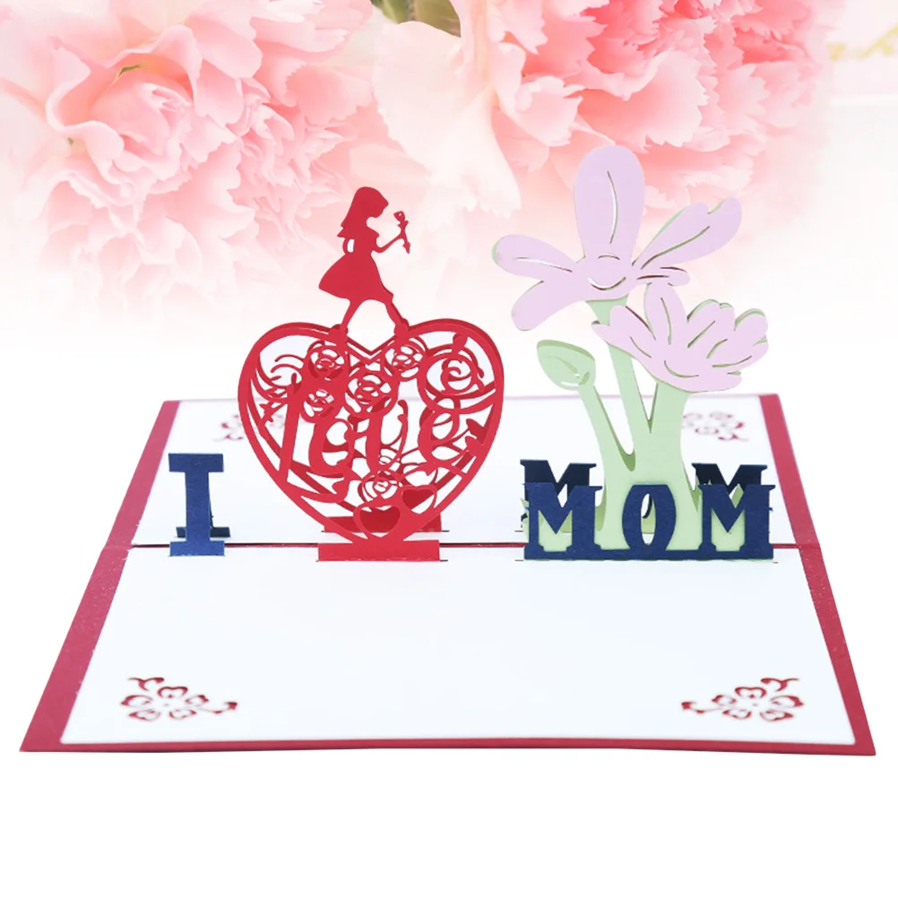 

3D Greeting Cards Craft Paper I Love Mom Wish for Mothers Day Womens Day