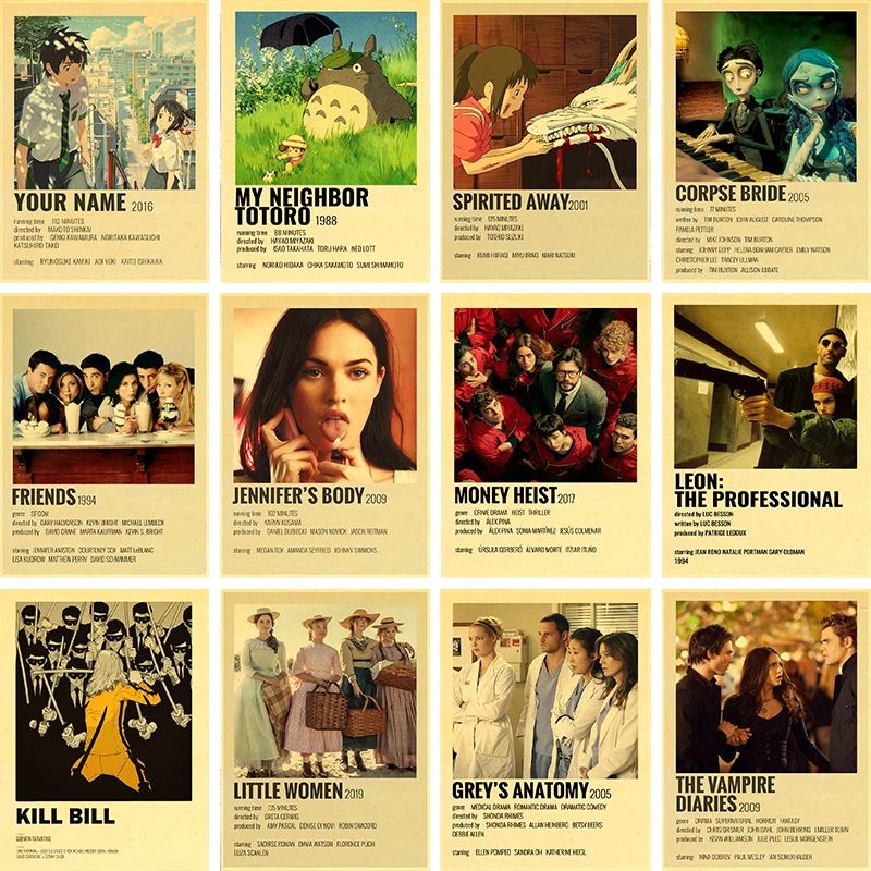 32 стиля на выбор, Классический Кино, ТВ-шоу без рамки, друзья, Миядзаки, Хаяо, внешние банки, Художественная печать, холст, плакат, домашний декор