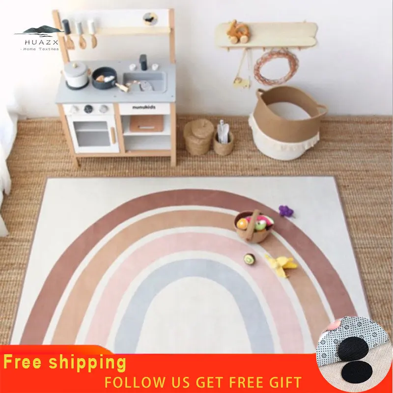 

Cute Children Rainbow Carpet for Photography Props Bedroom Soft Flannel Mat Girl Cloakroom Floor Non-Slip Rug Home Decoration