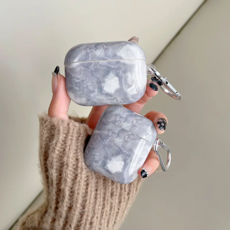 

Purple marble pattern suitable for Airpods Pro protective case Bluetooth wireless earphone box 1/2/3 generation silicone cushion