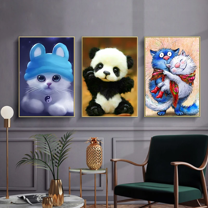 

Алмазная 5D картина «сделай сам» с милыми мультяшными животными, кошками, вышивка, мозаичные картины, полный набор для вышивки крестиком, домашний декор, подарок на день рождения