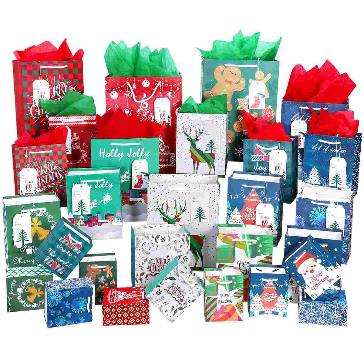 

Christmas Gift Bagsassorted Holiday Treat Goodie Set Kraft Size Party Supplies