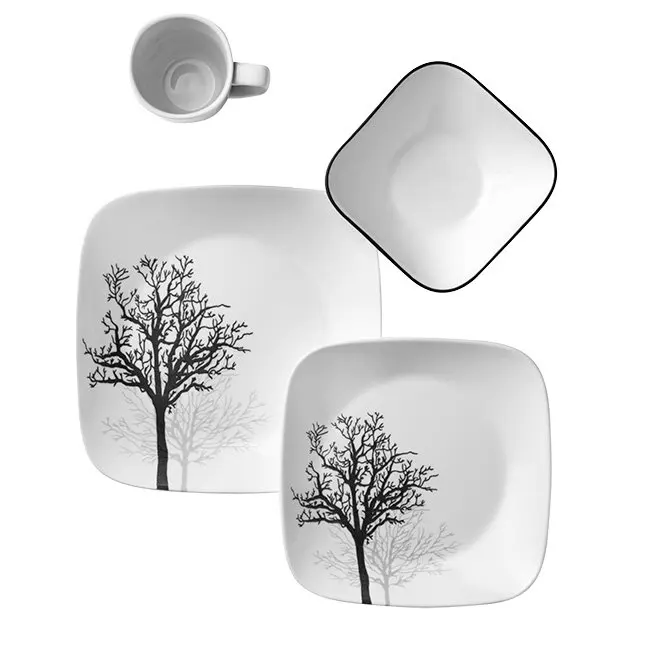 

Square 16-Piece Dinnerware Set for 4, Timber Shadows Design