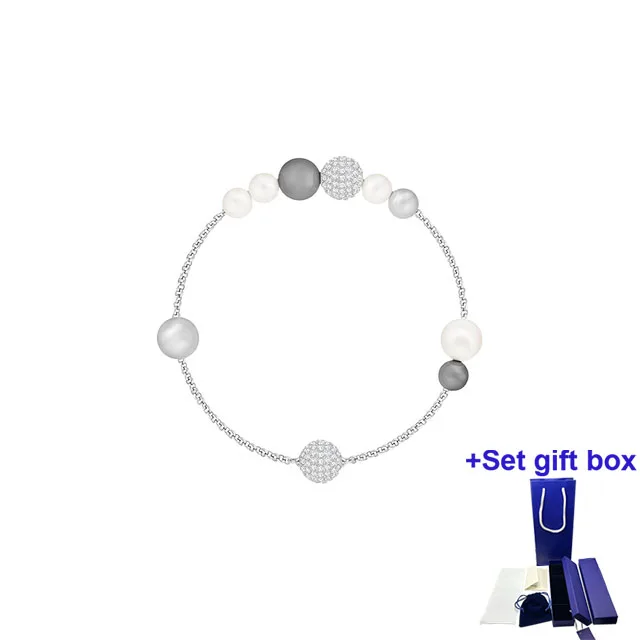 Высококачественный модный браслет Remix коллекция жемчужная нить, магнитная застежка, серый, изысканная Подарочная коробка, бесплатная доставка