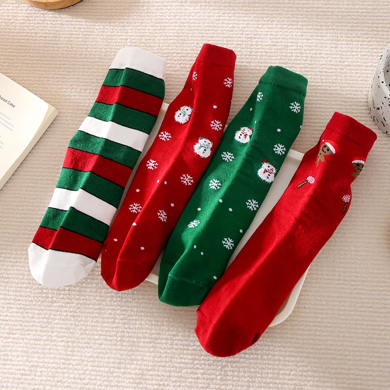 Женские рождественские носки осенне-зимние Милые новогодние для девочек с