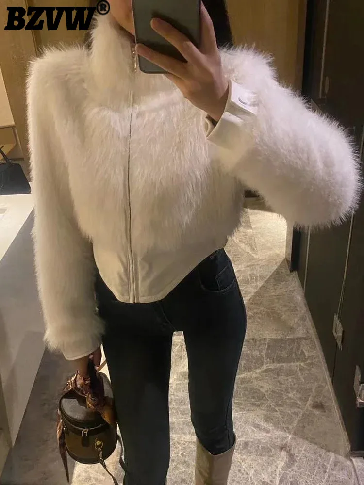 

Короткая женская куртка BZVW из искусственной кожи с пэчворком и воротником-стойкой, Осень-зима 2023