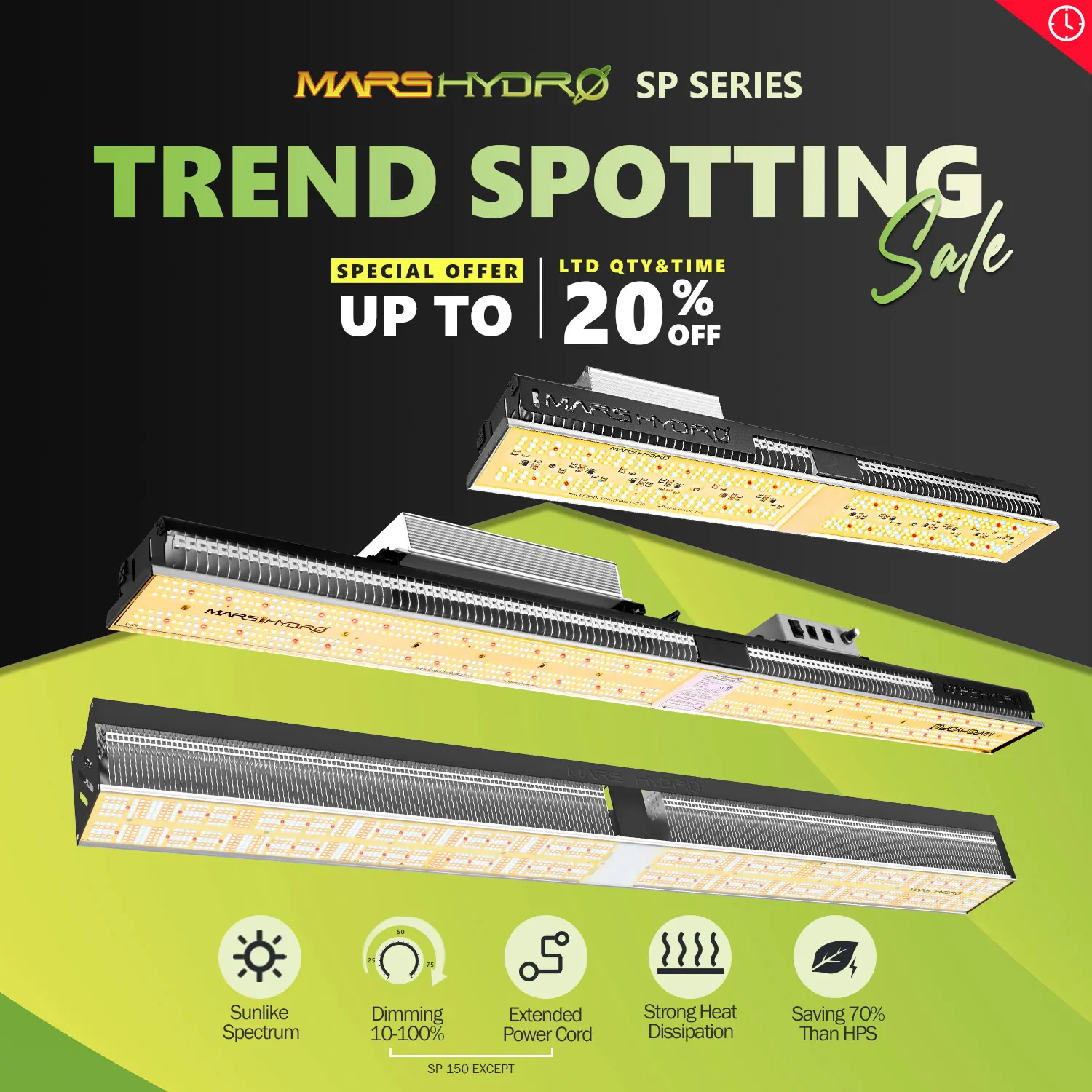 

Mars Hydro SP 6500 3000 150 LED Grow Light Full Spectrum Bar Strip Indoor Plant Veg and Bloom Stage