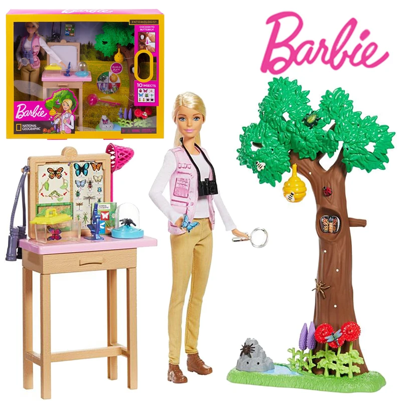 

Barbie Doll GDM49 Entomologist Pop National Geographic Vlinder Scientist Entomologist Playset Mirror House Toys for Girls Poison