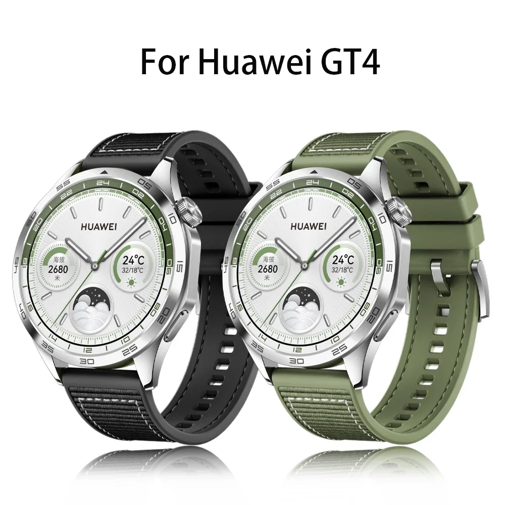 

22mm Nylon Silicone Composite Watch Strap For Huawei GT4 Band 46mm Sport Bracelet Correa Official Same Style New Men Watchband