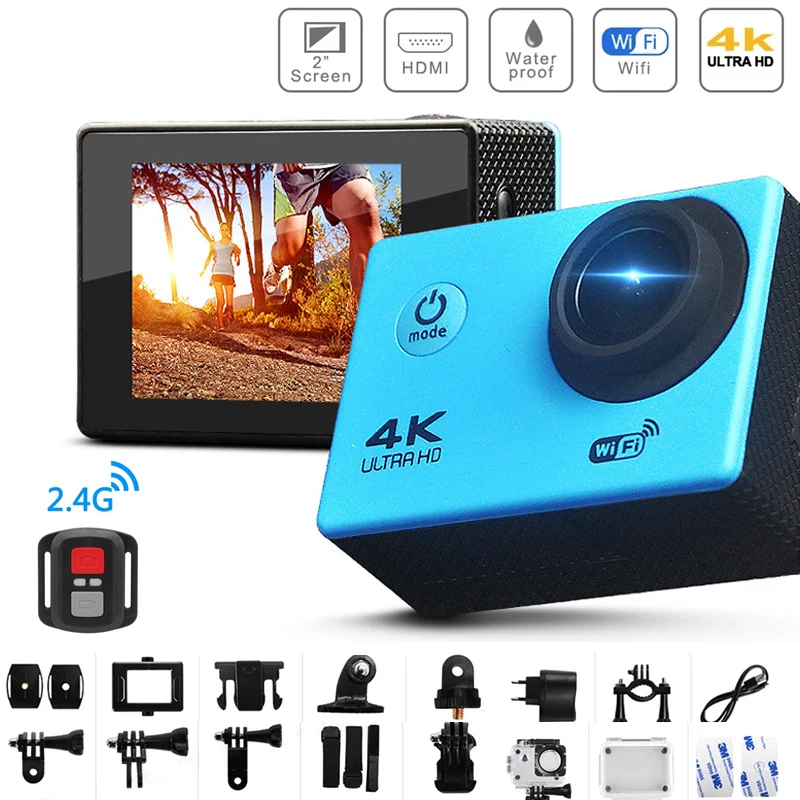 

New Action Camera Ultra HD 4K 30fps WiFi 2.0-in 170D Underwater Waterproof Helmet Video Recording Cameras Sport With Telecontrol