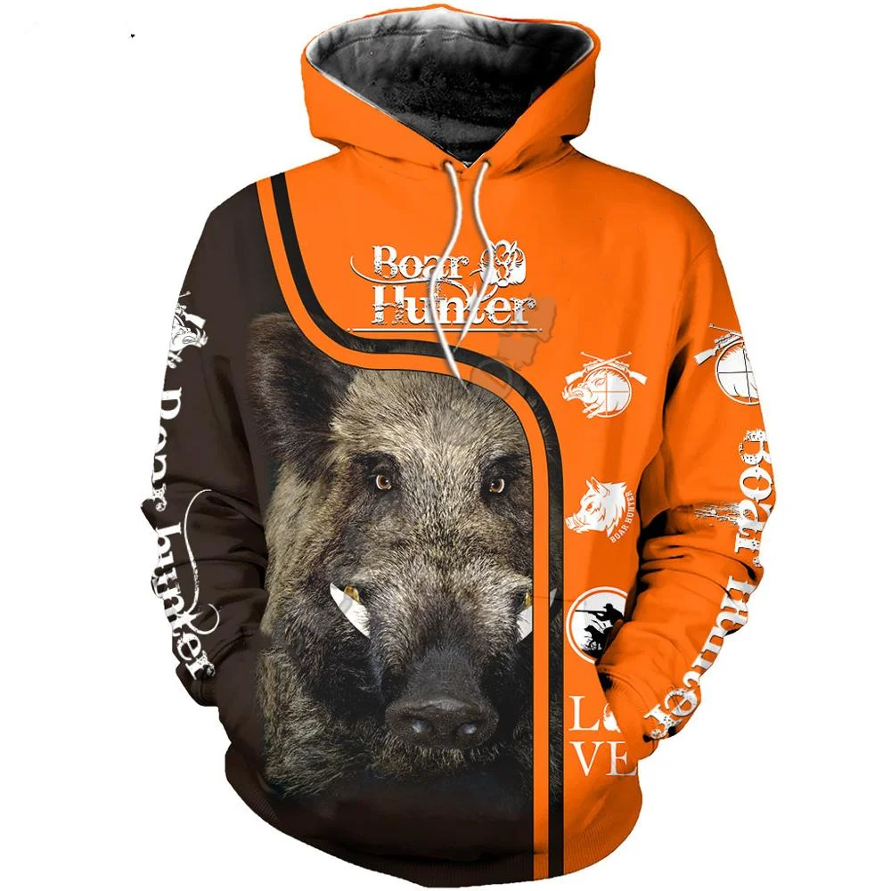 

3D Printed Hooded Sweatshirt for Male and Female Boar Hunting, Bow Hunter Hooded Sweatshirt, Zippered Jacket, Sportswear, Haraju