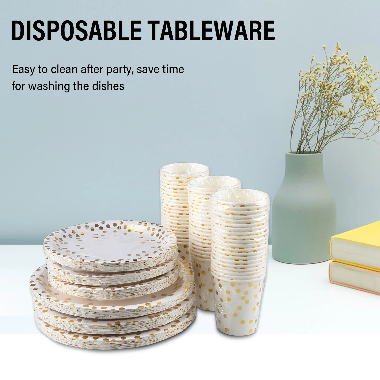 

180 шт наборы посуды одноразовые бумажные стаканчики и тарелки Посуда для напитков золотые чашки в горошек на ужин десерт вечерние свадебные...