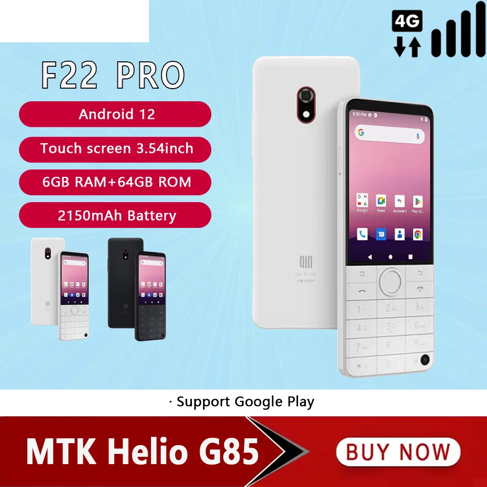 Фото НОВЫЙ смартфон Qin F22 Pro с сенсорной клавиатурой, MTK Helio G85, Duoqin, Wi-Fi, 3,54 дюйма, 6 ГБ ОЗУ, 64 ГБ ПЗУ, восьмиядерный процессор, Bluetooth 5.0, глобальная версия Google Phone №1