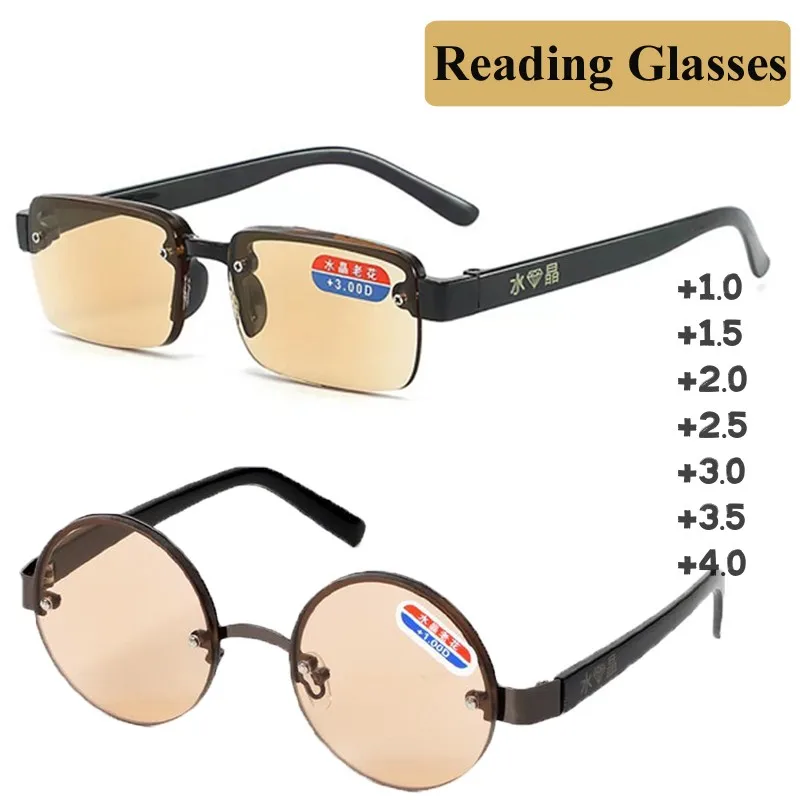

HD Presbyopia Glasses Men Reading Glasses Crystal Eyeglasses Clear Lens Square Glasses Anti Fatigue Eyewear Diopter